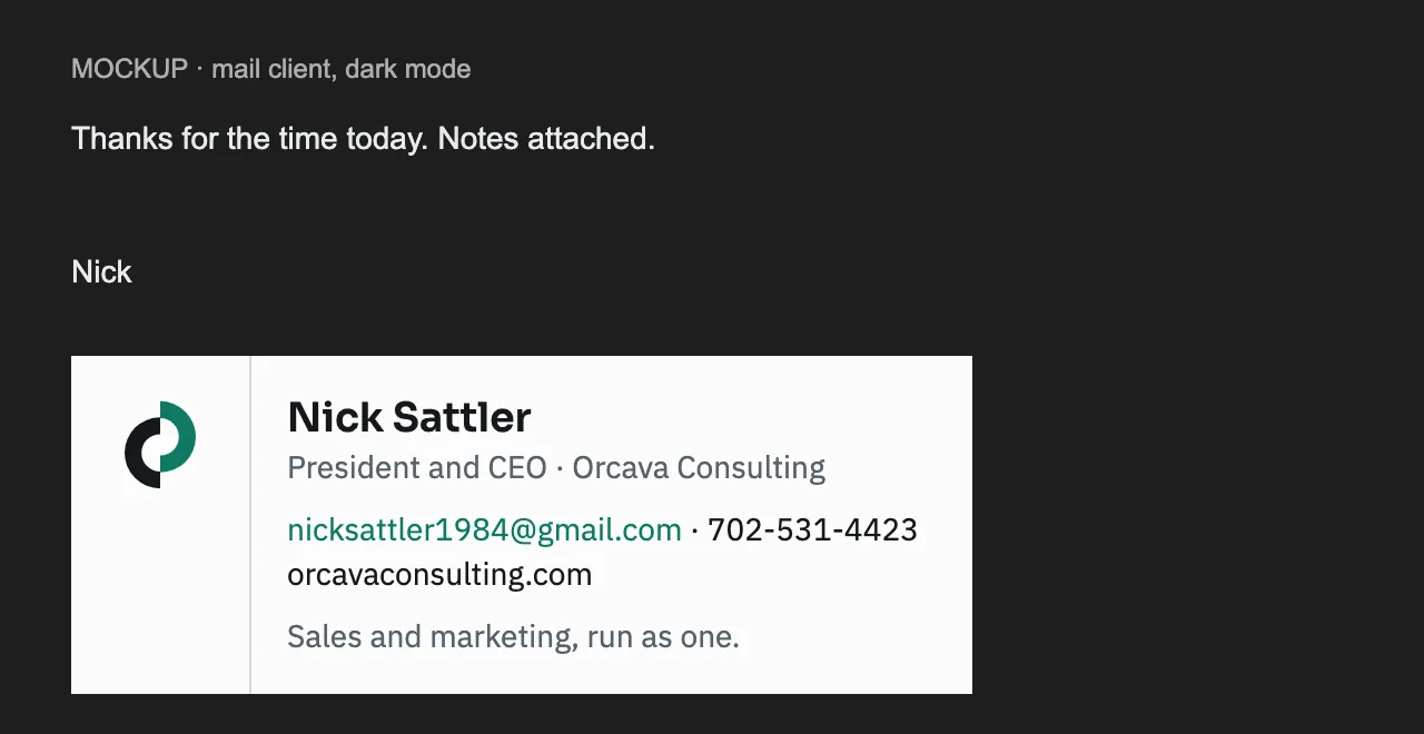 Email signature preview