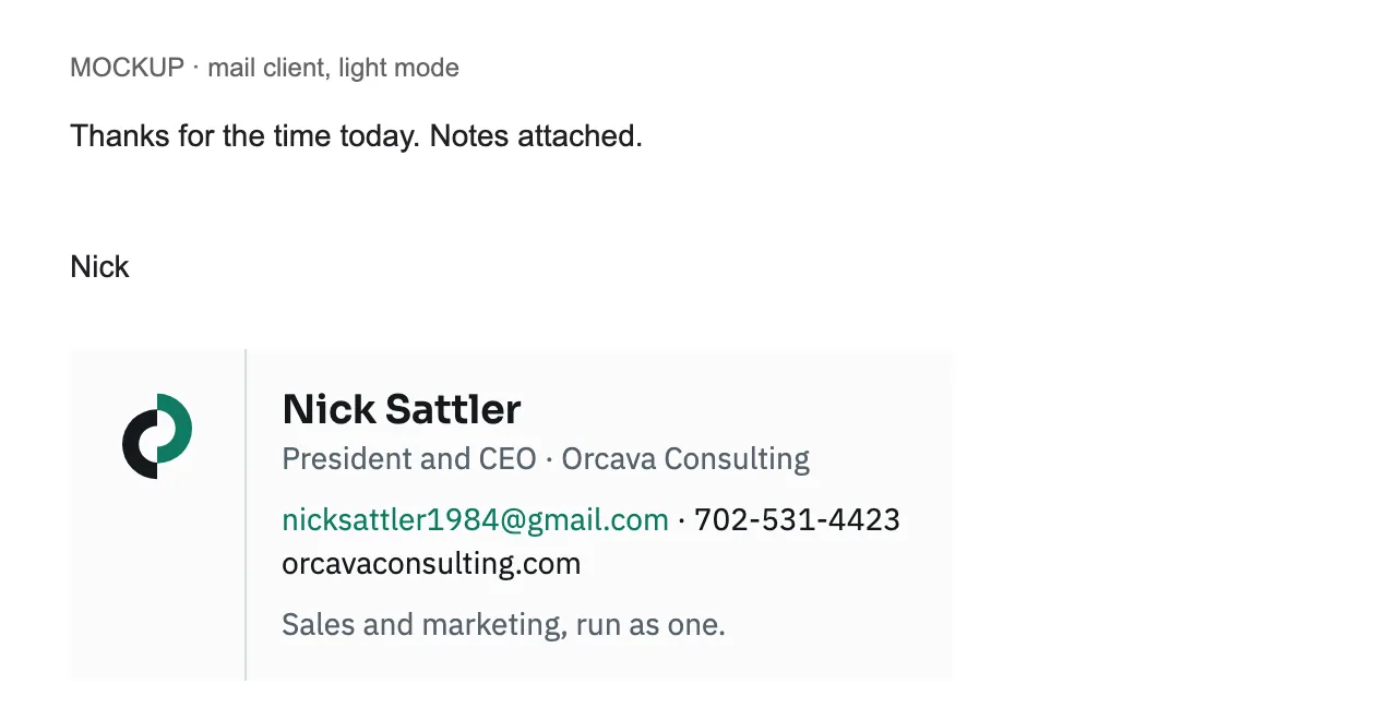 Email signature preview